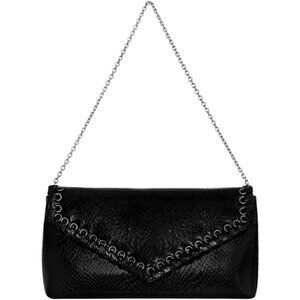 Whip Clutch Black 10.75x6 Inches Chain Handle Magnetic Zipper